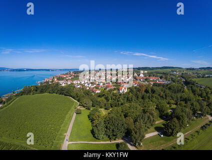 Luftbild der Landschaft der Bodensee oder Bodensee in Deutschland Stockfoto