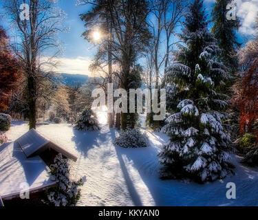 DE - BAYERN: Winterszene an der Isar bei Bad Toelz Stockfoto