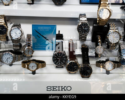 Seiko Watch Anzeige in juweliere Schaufenster, gegründet im Jahr 1881 in Tokio, Japan. Stockfoto