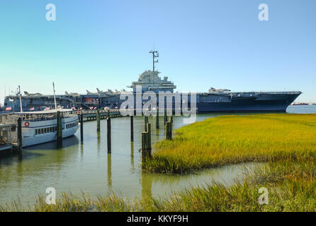 USS Yorktown Flugzeugträger Museum in Charleston, South Carolina, USA. Stockfoto