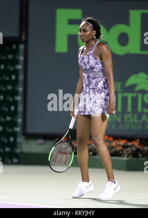 KEY BISCAYNE, FL - MÄRZ 24: Venus Williams aus den USA besiegt Beatriz Haddad Maia aus Brasilien im Crandon Park Tennis Center am 24. März 2017 in Key Biscayne, Florida Menschen: Venus Williams Stockfoto