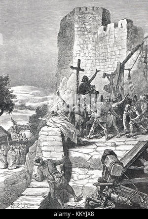 Barfuß-Kreuzfahrer-Prozession, Belagerung von Jerusalem, 1099 Stockfoto