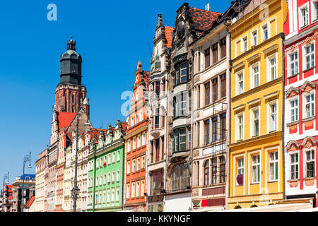 Sehenswürdigkeiten in Polen. Wroclaw Old Market Square. Stockfoto