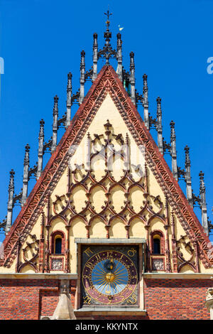 Sehenswürdigkeiten in Polen. Breslauer Altstadt mit gotischen Rathaus entfernt. Stockfoto