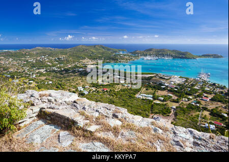 Blick vom Großen Fort George Hafen nach Falmouth. Stockfoto