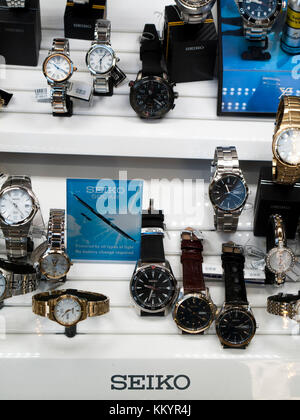 Seiko Watch Anzeige in juweliere Schaufenster, gegründet im Jahr 1881 in Tokio, Japan. Stockfoto