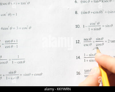 Studieren für anspruchsvolle mathematische Test Stockfoto