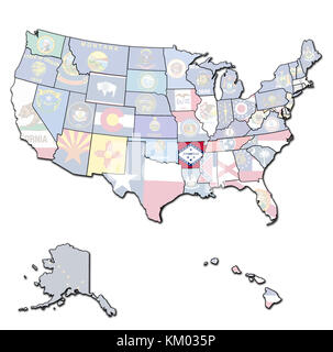 Arkansas auf isolierte Karte der Vereinigten Staaten von Amerika mit Staatsgrenzen Stockfoto