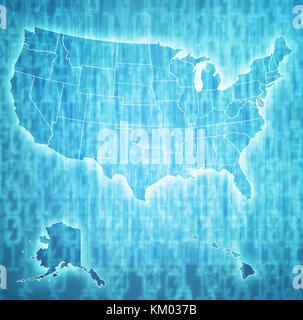 Delaware auf isolierte Karte der Vereinigten Staaten von Amerika mit Staatsgrenzen Stockfoto