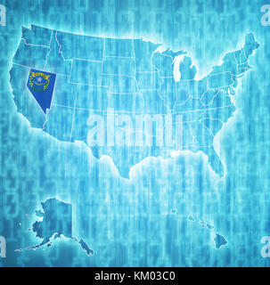 Nevada auf isolierten Karte der Vereinigten Staaten von Amerika mit Staatsgrenzen Stockfoto