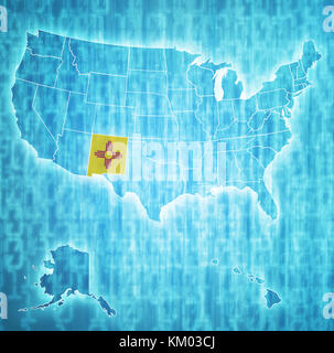 New Mexico auf isolierten Karte der Vereinigten Staaten von Amerika mit Staatsgrenzen Stockfoto