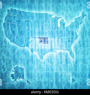 Oklahoma auf isolierten Karte der Vereinigten Staaten von Amerika mit Staatsgrenzen Stockfoto