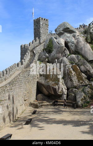 Sintra Mauren Burg aus dem Mittelalter. Portugal. Stockfoto