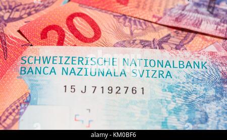 Sammlung der neue Schweizer Banknoten (2017) Stockfoto