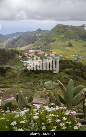 Die Gemeinde Vega de las Mercedes, Blick vom Aussichtspunkt Mirador de las Mercedes im anaga - Gebirge, Teneriffa, Kanarische Inseln, Spanien Stockfoto