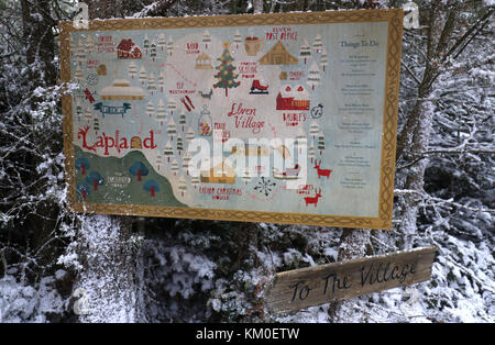 Eine Karte der 'Arctic' Wunderland der LaplandUK, eine Besucherattraktion in Whitmoor Wald, Ascot, Berkshire. Stockfoto