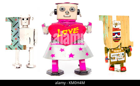 Ich liebe sie Roboter Spielzeug isoliert auf weißem Stockfoto