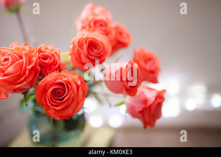 Luxus Strauß roter Rosen in Flower Shop, valentines Strauß roter Rosen Stockfoto