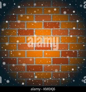 Weihnachten Schnee und rote Wand Stock Vektor