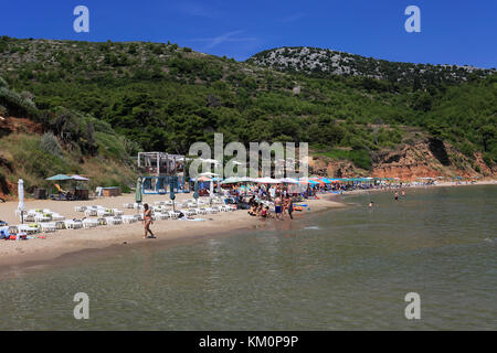 Sommer Blick von sunji Strand, Insel Lopud, einer der Elaphitischen Inseln in der Nähe von Dubrovnik, Dalmatinische Küste, Adria, Kroatien, Europa Stockfoto