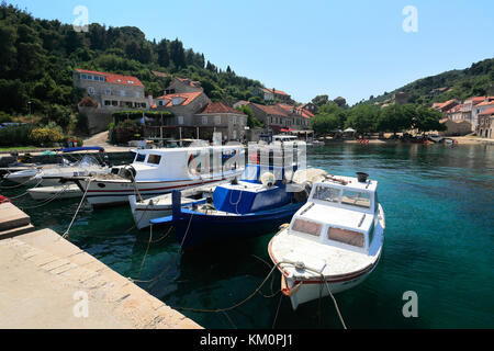 Sommer Blick auf Sipan, Insel, eine der Elaphitischen Inseln in der Nähe von Dubrovnik, Dalmatinische Küste, Adria, Kroatien, Europa Stockfoto