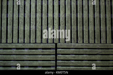 Alten grünen Kunststoff Fußmatte Struktur Stockfoto