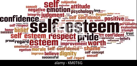 Self-esteem Wort cloud Konzept. Vector Illustration Stock Vektor