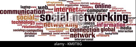 Social Networking word cloud Konzept. Vector Illustration Stock Vektor
