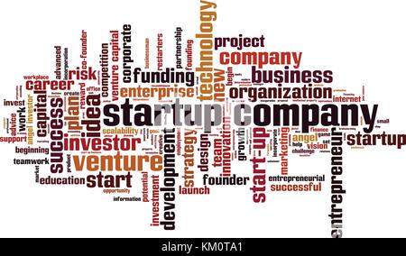 Startup Unternehmen word cloud Konzept. Vector Illustration Stock Vektor