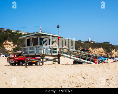 Lifeguard Tower am Zuma Beach, am 13. August 2017 - Zuma Beach, Los Angeles, LA, Kalifornien, Ca, USA Stockfoto