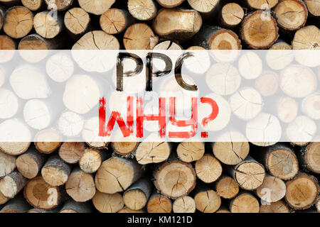 Konzeptionelle Ansage Bildunterschrift Inspiration zeigen ppc - Pay per Click Business Konzept für internet seo Geld auf Holzuntergrund mit schriftlicher Stockfoto