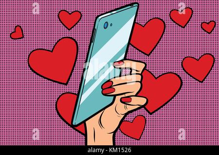 Frauen und mobile Valentinstag Stock Vektor