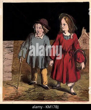 Zwei Kinder, eine der Blinden, auf einem Spaziergang durch die Natur in der alltäglichen Kleidung - aus einem Viktorianischen farbige Kinder. Stockfoto