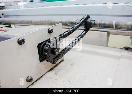 Motor Kette Antriebswelle in Förderstrecke. Stockfoto