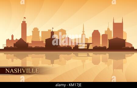 Nashville Skyline der Stadt Silhouette Hintergrund, Vector Illustration Stock Vektor