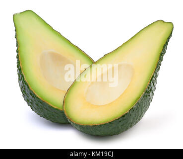 Zwei aufgeschnittene Avocados isoliert Stockfoto
