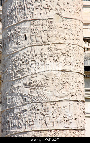 Nahaufnahme Schuß des Trajan Spalte, Piazza Venezia in Rom, Italien Stockfoto