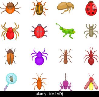 Fehler Icon Set, Cartoon Stil Stock Vektor