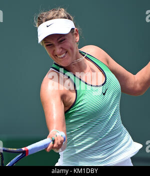 KEY BISCAYNE, FL - MÄRZ 27: Victoria Azarenka während Tag 7 der Miami Open präsentiert von Itau im Crandon Park Tennis Center am 27. März 2016 in Key Biscayne, Florida Menschen: Victoria Azarenka Stockfoto