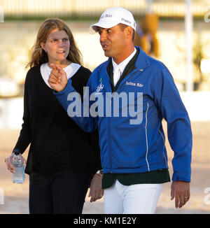 WELLINGTON, FL - MÄRZ 02: Athina Onassis Roussel Alvaro de Miranda Neto nimmt am 2. März 2014 am Winter Equestrian Festival im Palm Beach International Equestrian Centre in Wellington, Florida, Teil. Personen: Athina Onassis Roussel Alvaro de Miranda Neto Stockfoto