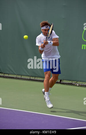 KEY BISCAYNE, FL - MÄRZ 24: David Ferrer im Crandon Park Tennis Center am 24. März 2016 in Key Biscayne, Florida. Personen: David Ferrer Stockfoto