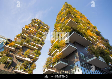 Mailand, Italien, 11. November 2017 - "Bosco Verticale", vertikale Wald im Herbst Zeit, Wohnungen und Gebäude in der Gegend "Isola" der Stadt Mailand Stockfoto