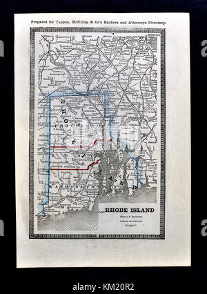 George Cram antike Karte von Atlas 1866 für Anwälte und Banker: Usa - Rhode Island - Vorsehung Bristol Newport Stockfoto