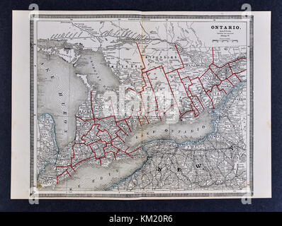 George Cram Antike Karte von 1866 Atlas für Rechtsanwälte und Bankiers: Ontario Kanada - Toronto London Hamilton Windsor Stockfoto