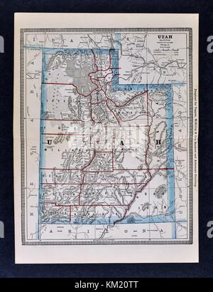 George Cram antike Karte von Atlas 1866 für Anwälte und Banker: Usa - Utah - Salt Lake City Salt Lake Provo Moab Stockfoto