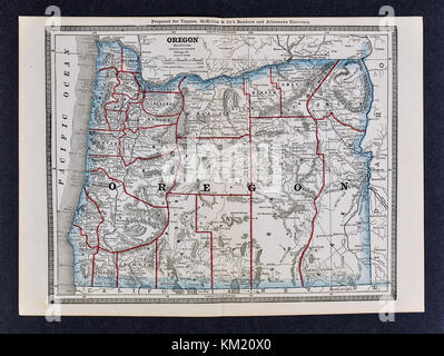 George Cram antike Karte von Atlas 1866 für Anwälte und Banker: Usa - Oregon - Eugene Salem Empire City Astoria Stockfoto