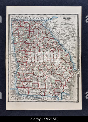 George Cram antike Karte von Atlas 1866 für Anwälte und Banker: Georgia Usa Atlanta Athen Savannah Stockfoto