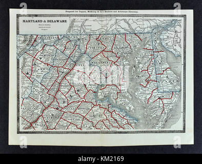 George Cram antike Karte von Atlas 1866 für Anwälte und Banker: Maryland Maryland Virginia Washington DC Baltimore - Vereinigte Staaten Stockfoto