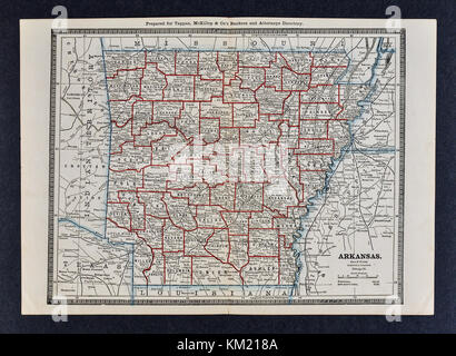 George cram antike Karte von 1866 Atlas für Anwälte und Banker: Usa - Arkansas - Little Rock hot springs Fayetteville Jonesboro Stockfoto