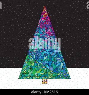 Weihnachtsbaum Vector Illustration im modernen Stil. Hand neues Jahr Hintergrund dargestellt. Winterurlaub Weihnachtskarte. Stock Vektor
